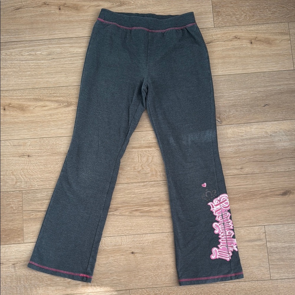 Y2K Gray Sweatpants with Pink Accents